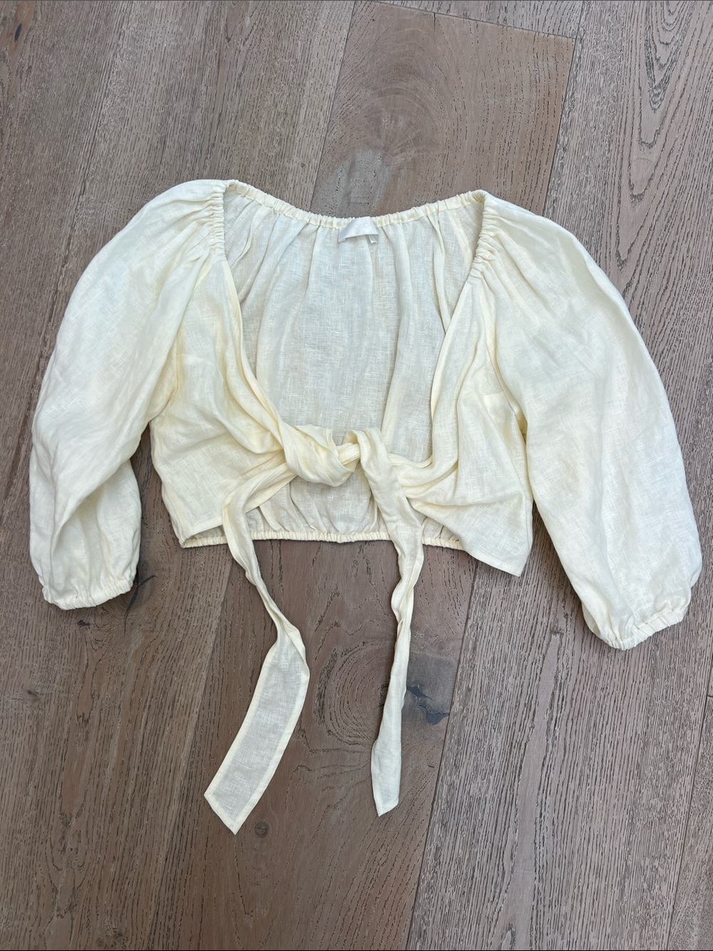 Monday Swimwear Linen Cream Tie-Front Cropped Top size S